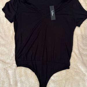 Lulu Black V-Neck blouse Bodysuit